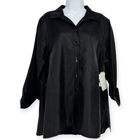 Multiples Women's Shimmer Overshirt Tunic Jacket OX/14 Turn-Up‎ Cuff Statement - Picture 1 of 8